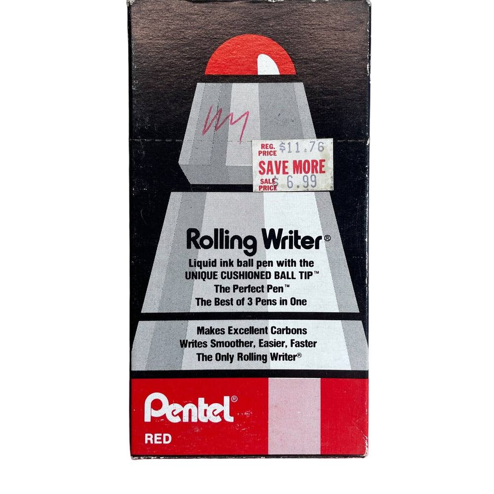 Rolling Writer Liquid Ink Cushioned Ball Tip Vintage Pens by Pentel Made in USA